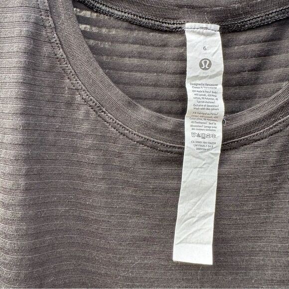 LULULEMON Top Women 6‎ Tank Sleeveless Stripe Sheer Black - Picture 6 of 6